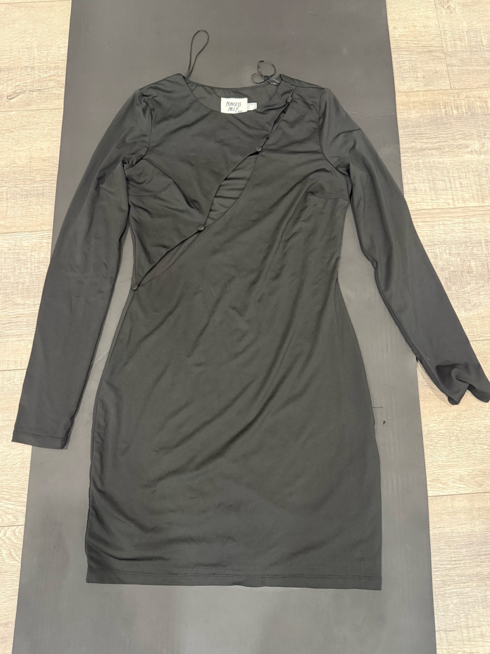 Princess Polly Black Long-Sleeve Button-Front Tee